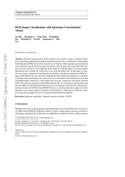 RGB Image Classification with Quantum Convolutional Ansaetze