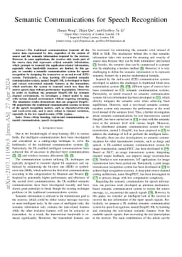 Semantic Communications for Speech Recognition