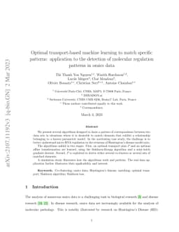 Optimal transport-based machine learning to match specific patterns:
  application to the detection of molecular regulation patterns in omics data