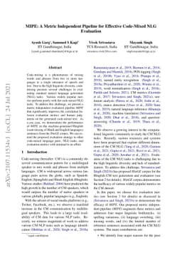 MIPE: A Metric Independent Pipeline for Effective Code-Mixed NLG
  Evaluation