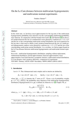 On the Le Cam distance between multivariate hypergeometric and
  multivariate normal experiments