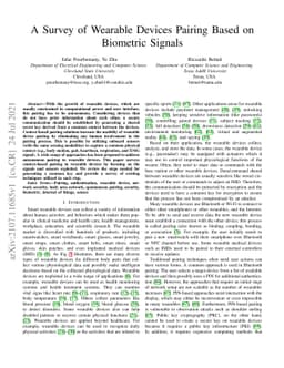 A Survey of Wearable Devices Pairing Based on Biometric Signals