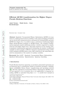 Efficient QUBO transformation for Higher Degree Pseudo Boolean Functions