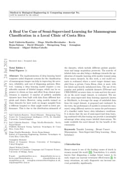 A Real Use Case of Semi-Supervised Learning for Mammogram Classification
  in a Local Clinic of Costa Rica