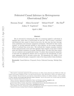 Federated Causal Inference in Heterogeneous Observational Data
