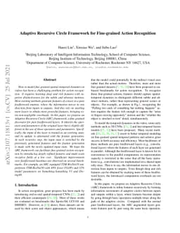 Adaptive Recursive Circle Framework for Fine-grained Action Recognition