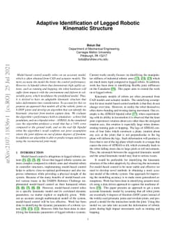 Adaptive Identification of Legged Robotic Kinematic Structure