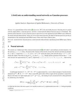 A brief note on understanding neural networks as Gaussian processes