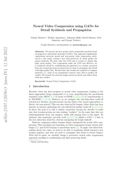 Neural Video Compression using GANs for Detail Synthesis and Propagation