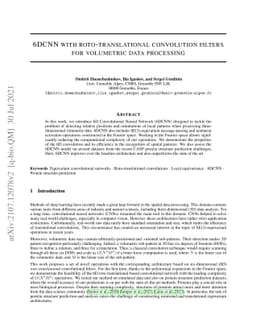 6DCNN with roto-translational convolution filters for volumetric data
  processing