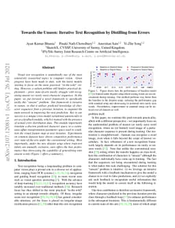Towards the Unseen: Iterative Text Recognition by Distilling from Errors