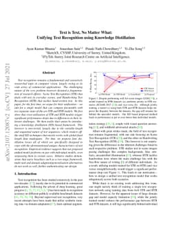 Text is Text, No Matter What: Unifying Text Recognition using Knowledge
  Distillation