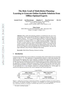 The Holy Grail of Multi-Robot Planning: Learning to Generate
  Online-Scalable Solutions from Offline-Optimal Experts