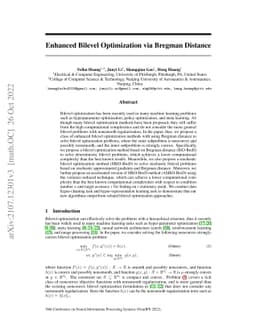 Enhanced Bilevel Optimization via Bregman Distance