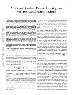 Accelerated Gradient Descent Learning over Multiple Access Fading
  Channels