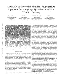 LEGATO: A LayerwisE Gradient AggregaTiOn Algorithm for Mitigating
  Byzantine Attacks in Federated Learning