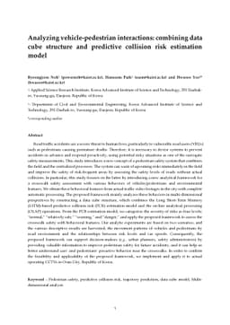 Analyzing vehicle pedestrian interactions combining data cube structure
  and predictive collision risk estimation model