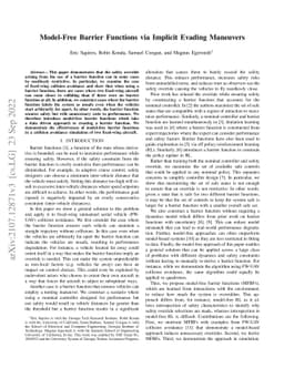 Model Free Barrier Functions via Implicit Evading Maneuvers