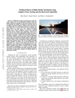 Finding Failures in High-Fidelity Simulation using Adaptive Stress
  Testing and the Backward Algorithm