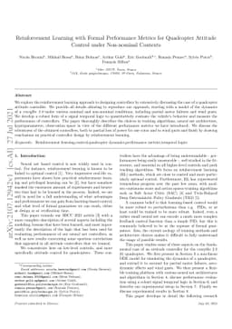 Reinforcement Learning with Formal Performance Metrics for Quadcopter
  Attitude Control under Non-nominal Contexts
