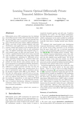 Learning Numeric Optimal Differentially Private Truncated Additive
  Mechanisms