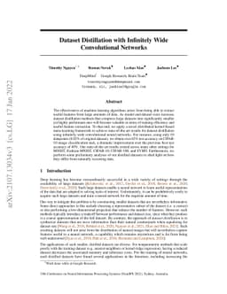 Dataset Distillation with Infinitely Wide Convolutional Networks