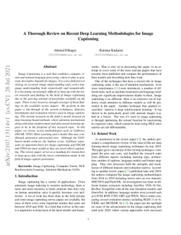 A Thorough Review on Recent Deep Learning Methodologies for Image
  Captioning