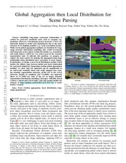 Global Aggregation then Local Distribution for Scene Parsing