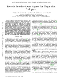 Towards Emotion-Aware Agents For Negotiation Dialogues