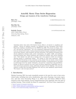 AutoML Meets Time Series Regression Design and Analysis of the
  AutoSeries Challenge