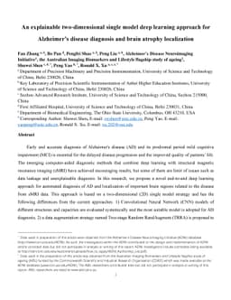 An explainable two-dimensional single model deep learning approach for
  Alzheimer's disease diagnosis and brain atrophy localization