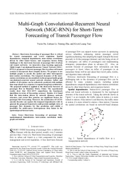 Multi-Graph Convolutional-Recurrent Neural Network (MGC-RNN) for
  Short-Term Forecasting of Transit Passenger Flow