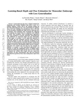 Learning-Based Depth and Pose Estimation for Monocular Endoscope with
  Loss Generalization