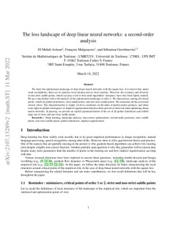 The loss landscape of deep linear neural networks: a second-order
  analysis