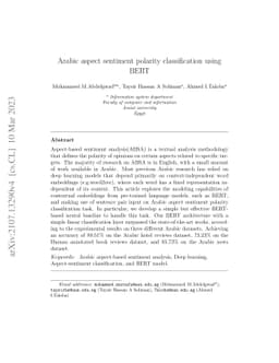 Arabic aspect sentiment polarity classification using BERT