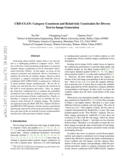 CRD-CGAN: Category-Consistent and Relativistic Constraints for Diverse
  Text-to-Image Generation
