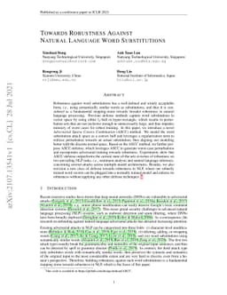 Towards Robustness Against Natural Language Word Substitutions