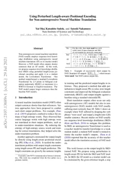 Using Perturbed Length-aware Positional Encoding for Non-autoregressive
  Neural Machine Translation