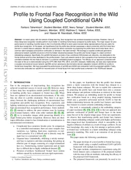 Profile to Frontal Face Recognition in the Wild Using Coupled
  Conditional GAN