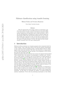Malware Classification Using Transfer Learning