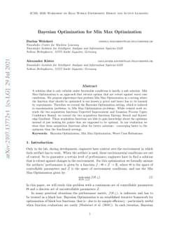Bayesian Optimization for Min Max Optimization