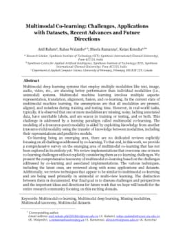 Multimodal Co-learning: Challenges, Applications with Datasets, Recent
  Advances and Future Directions