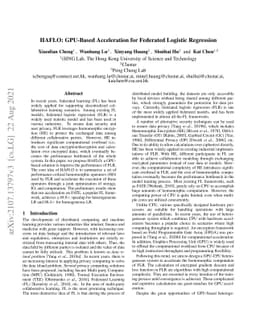 HAFLO: GPU-Based Acceleration for Federated Logistic Regression