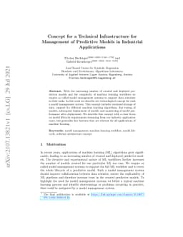 Concept for a Technical Infrastructure for Management of Predictive
  Models in Industrial Applications