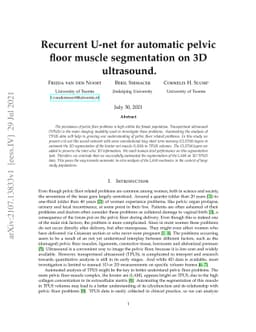 Recurrent U-net for automatic pelvic floor muscle segmentation on 3D
  ultrasound