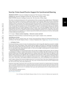 SyncUp: Vision-based Practice Support for Synchronized Dancing