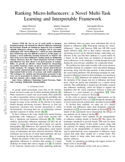 Ranking Micro-Influencers: a Novel Multi-Task Learning and Interpretable
  Framework