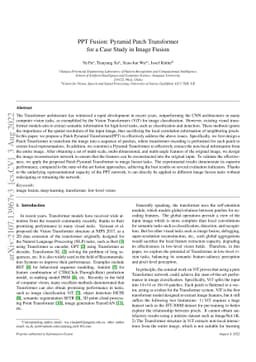 PPT Fusion: Pyramid Patch Transformerfor a Case Study in Image Fusion
