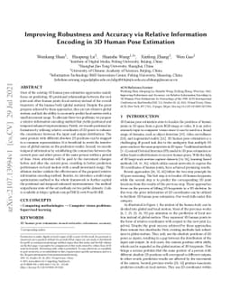 Improving Robustness and Accuracy via Relative Information Encoding in
  3D Human Pose Estimation