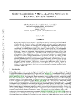 ProtoTransformer: A Meta-Learning Approach to Providing Student Feedback